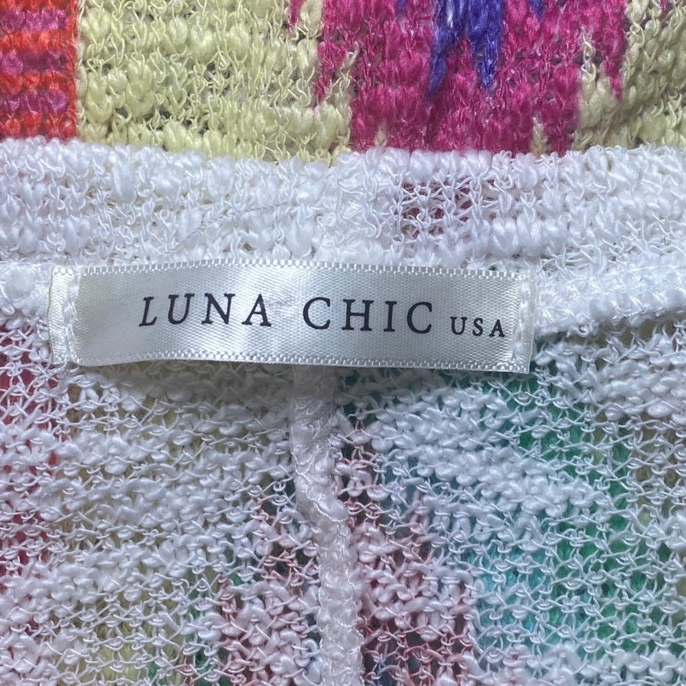 Luna Chic USA Womens Southwestern Geometric Knit Top Orange Multi Size L - Picture 5 of 7